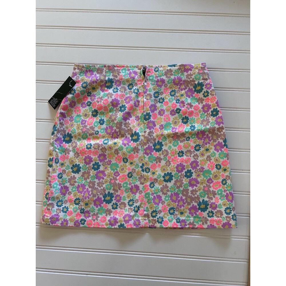 New Wild Fable Neon Flower Denim Mini Skirt Size 2 Retro Festival Coquette Y2K